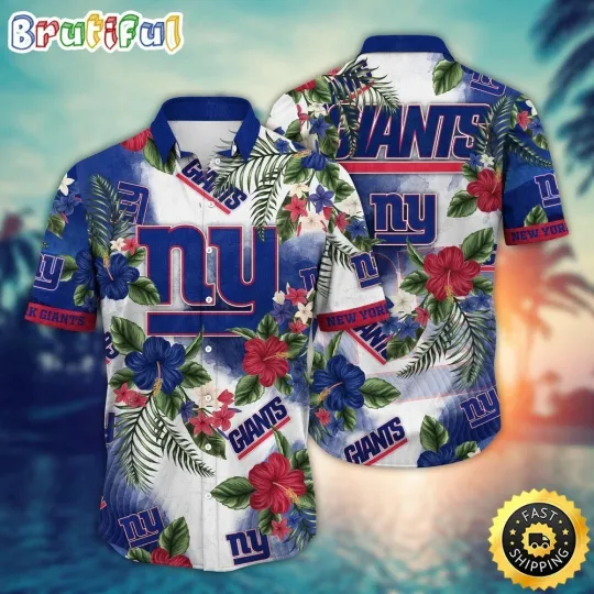 Discover New York Football NY Giantss Team Hawaiian Shirt Button Down Unisex Adults S-5XL