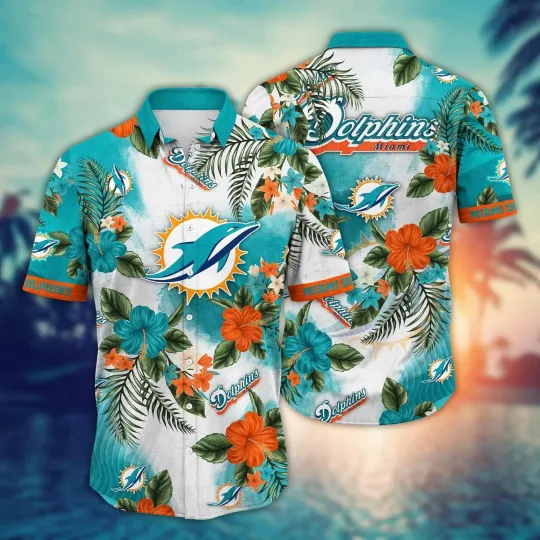 Discover Miami Football Dolphinss Team Hawaiian Shirt Button Down Unisex Adults S-5XL