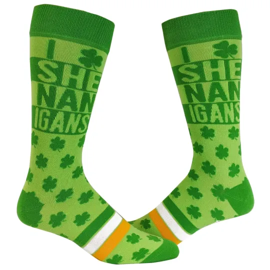 Discover I Clover Shenanigans Socks Funny Saint St Patricks Day Irish Novelty Sarcastic