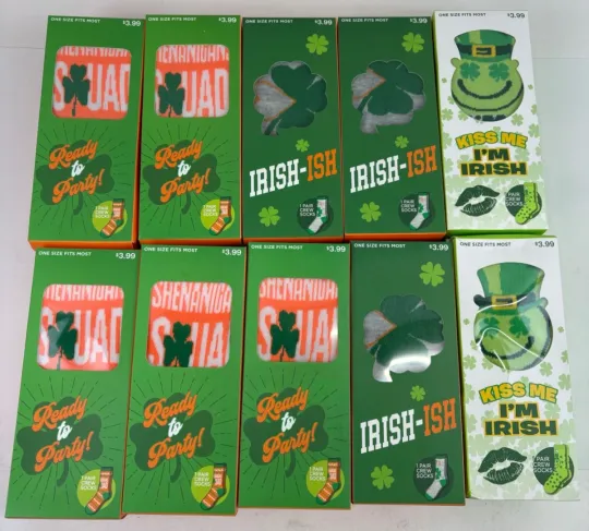 Discover 20 pack Variety St Patricks Day Crew Socks Set One Size