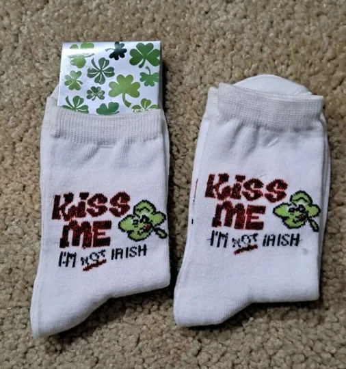 Discover 🍀 ☘ Kiss Me 💋 I'm NOT Irish St. Patrick's Day socks☘ 🍀 2 pair 9-11