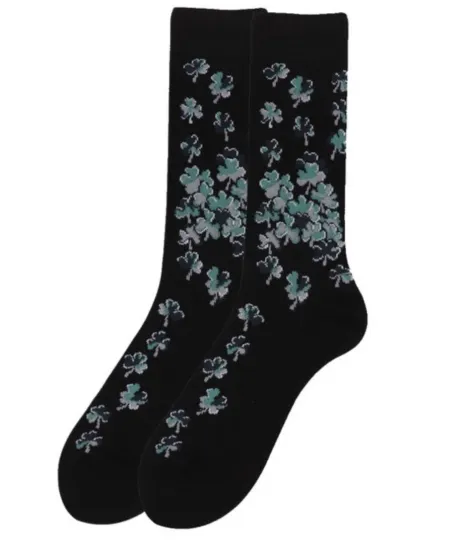 Discover New Mens SHAMROCKS Novelty Crew Socks Parquet Brand ST PATRICKS DAY!