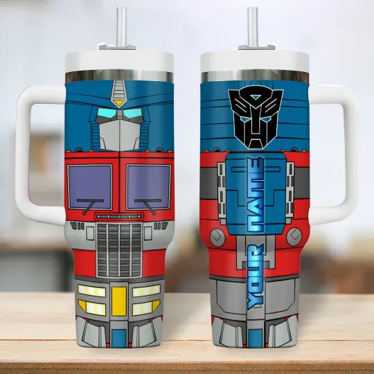 Discover 40 oz Insulated Tumbler with Handle – Custom Giant Robot Mecha Sci-Fi Fan Drinkware