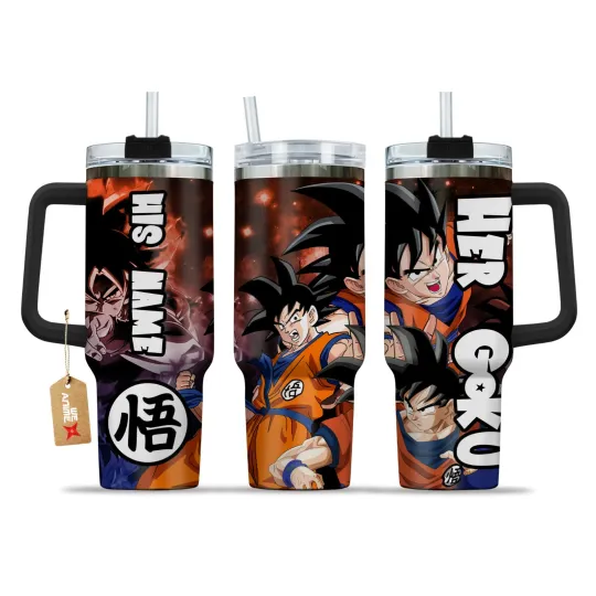 Discover Custom DBZ Spiky Hair Fighter Tumbler with Handle