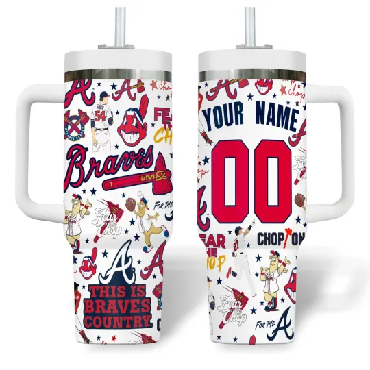 Discover 40 oz Insulated Tumbler with Handle - Red Navy Baseball Fan Design
