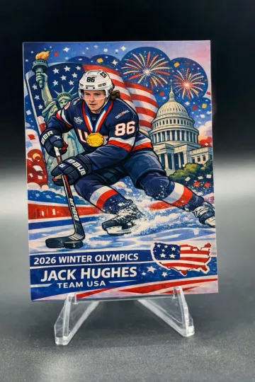 Jack Hughes Fan Art Card 2026 Winter Olympics Hockey Gold Medal