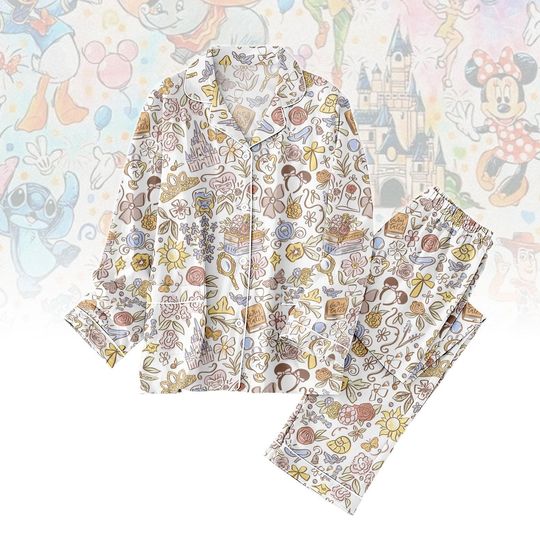 Discover Disney Mickey Mouse Pajamas Set, Fairy Tale Long Pajama Set, Women Pajamas, Gift for Disney Fan