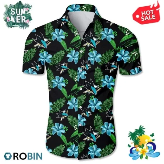 San Jose Sharkss Tropical Flower Hawaiian Shirt Hawaii Shirt