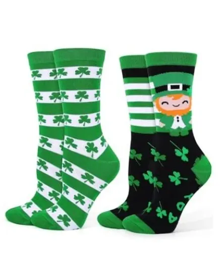 Discover 2 Pairs St. Patrick's Day Socks for Women Men, Funny Black Green Shamrock