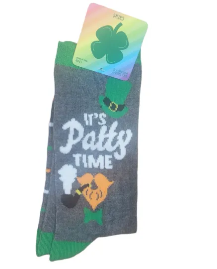 Discover St. Patrick's Day Novelty Crew Socks Sz 9-11 (Its Patty Time)