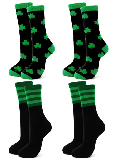 Discover BOARDFEB St. Patrick's Day Socks,Cotton Green and Black One Size,