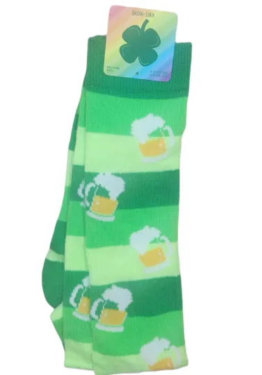Discover St. Patrick's Day Novelty Knee-High Socks Sz 9-11 (Beer)