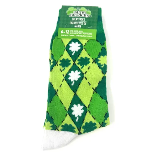 Discover St. Patrick's Day Theme Unisex 16-12 Crew Socks (1 pair) Green Clover Holiday