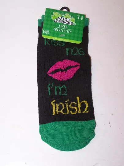Discover New green & black Saint Patrick's Day size 5 - 9 Socks Chaussettes Kiss Me Irish