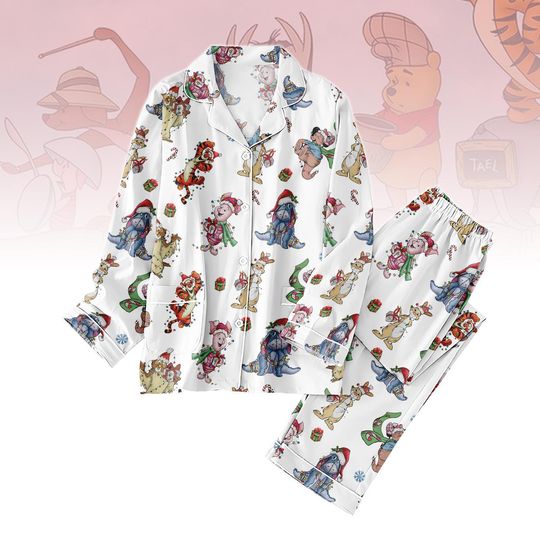 Discover Christmas Winnie The Pooh Thick Pajamas Set, Pooh And Piglet Pajama, Women Pajama Pants, Pooh And Friends Pajama Party, Disney Family P