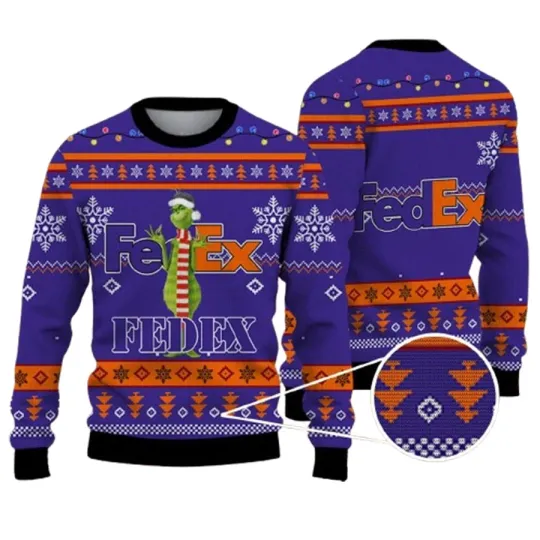 Discover All I Want For Christmas Is Fedex With Santa funny character Ugly Christmas Sweater