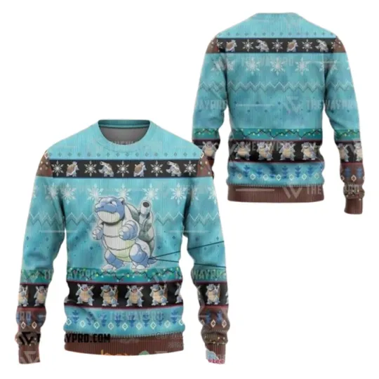Anime PKM Blastoise Ugly Christmas Sweater