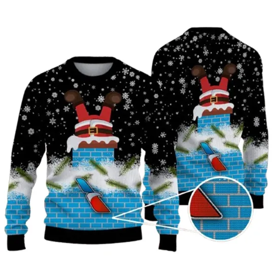 Discover American Airlines Logo Santa Funny Ugly Christmas Sweater