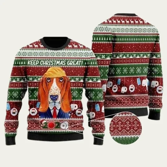Discover Basset Hound Keep Christmas Great 2024 Ugly Christmas Sweater