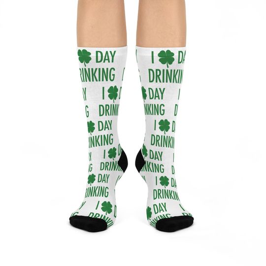 St. Patrick's Day Crew Socks, Funny Socks, Holiday Gift, Party Wear, Irish Theme, Day Drinking Socks