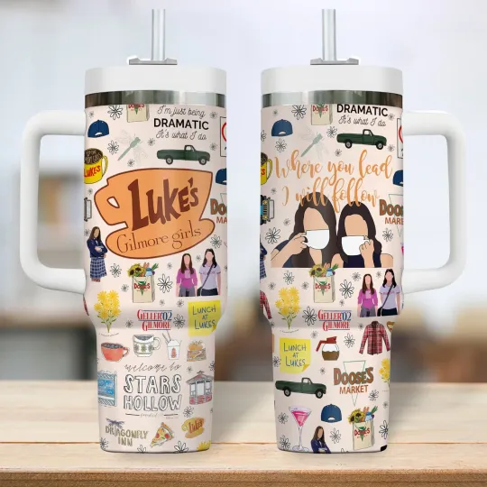 Discover Cozy Small Town Coffee Show Inspired Tumbler with Handle 40oz