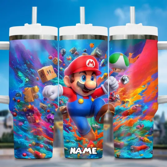 Discover Custom Retro Plumber Game Inspired T Tumbler with Handle 20oz 30oz 40oz