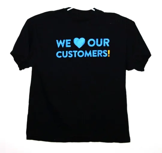 Walmart We Love Customers Staff T Shirt Black Short Sleeve