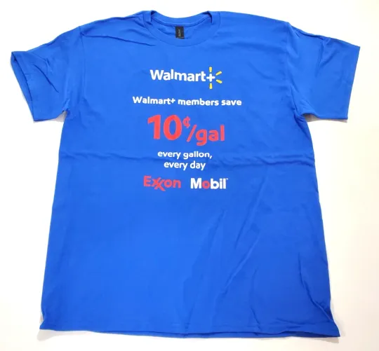 WALMART Associate Royal Blue Gildan T-Shirt Exxon Mobil