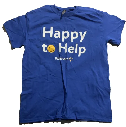 Discover Walmart Employee Uniform Pull Over T Shirt 2025 Happy To Help Size Adult Medium