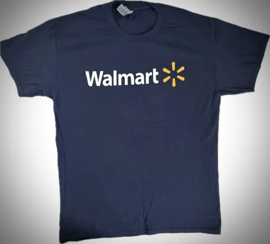 Discover Walmart Associate Employee Uniform Work Polo T-Shirt Navy Blue