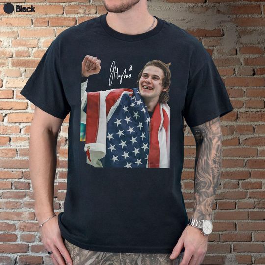Discover Hockey T-Shirt: Jack Hughes USA Graphic