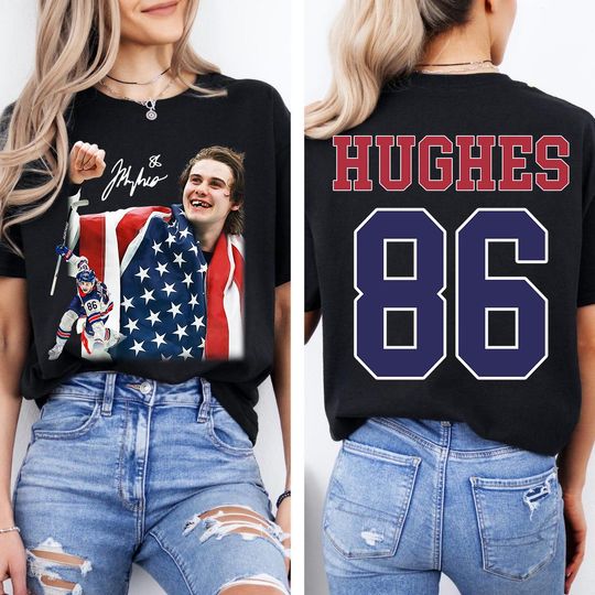 Discover Vintage Jack Hughes 86 Shirt, USA Mens Hockey Olympic Hero Shirt, Winter Sports Champions Shirt, USA Hockey Lover Gift
