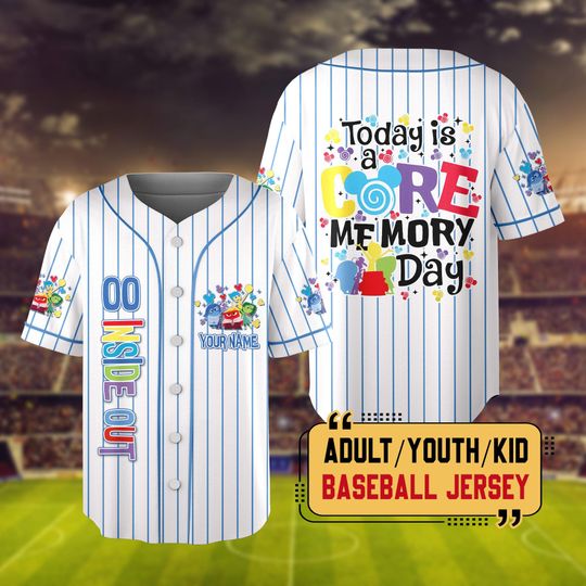 Discover Personalized Today Is A Core Memory Day Baseball Jersey, Pixar Inside Out Jersey, Disneyland Vacation Shirt, Pixar Fest Tee, Family Trip Tee