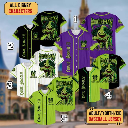 Discover Personalized Oogie Boogie Baseball Jersey, Nightmare Before Christmas Jersey, Disney Halloween Shirt, Disneyland Trip Horror Jersey