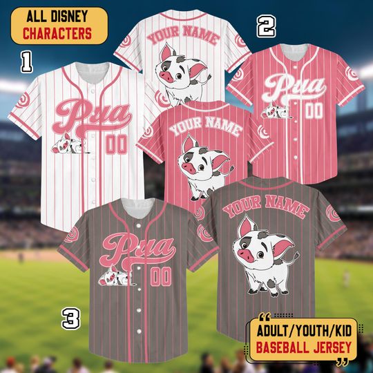Discover Personalized Disney Moana Pua Baseball Jersey, Custom Disney Moana Characters Jersey, Disney Baseball Shirt, Disneyland Family Trip Shirt