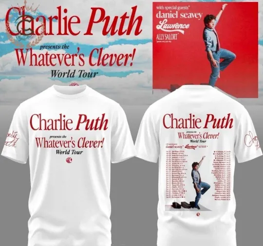 Discover Charlie Puth Whatevers Clever World Tour 2026 3D T-Shirt Sweatshirt T-Shirt