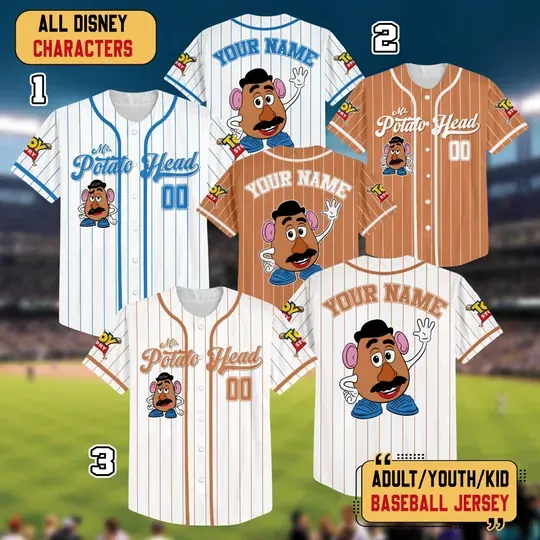 Discover Personalized Disney Mr. Potato Head Baseball Jersey, Disney Toy Story Characters Jersey, Disney Family Trip, Baseball Matching Shirt