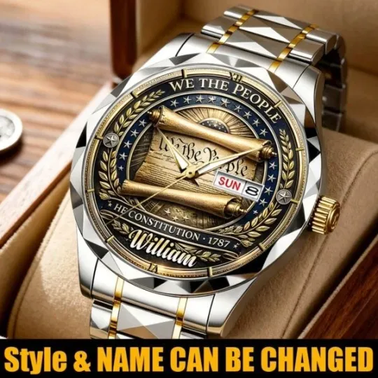 Discover We The People The Constitution 1787 Personalized Name Alloy Luxury Quartz Watch