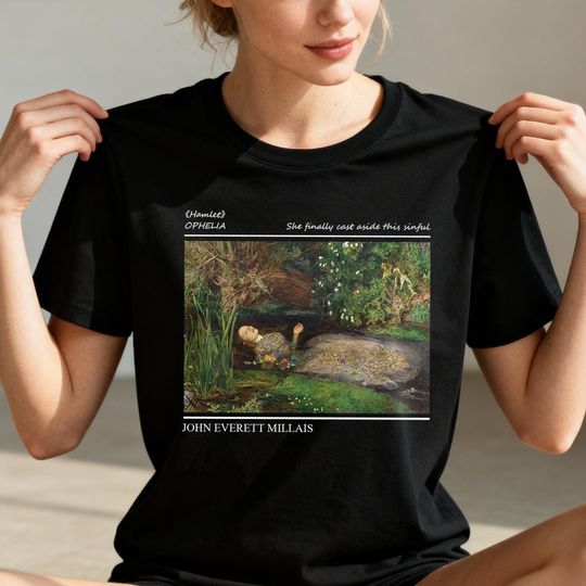 Discover Fate of Ophelia T-Shirt: Shakespeare Hamlet, Pre-Raphaelite Painting