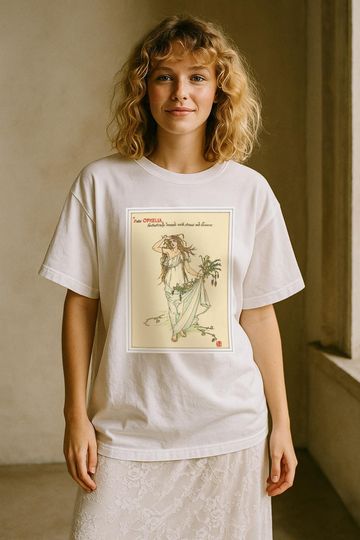 Discover Ophelia Art Tee | Walter Crane Vintage Artwork Shirt, Inspired by The Fate of Ophelia & Folklore Aesthetic