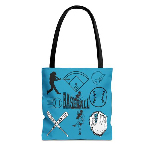 Discover Baseball Icons Tote Bag | Baseball Glove, Bats, Ball, Field