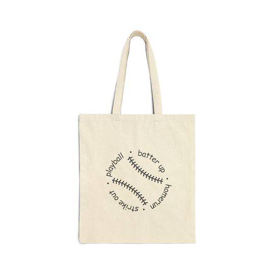 Discover playball, strike out, homerun, batter up, baseball, baseball terms, Cotton Canvas Tote Bag