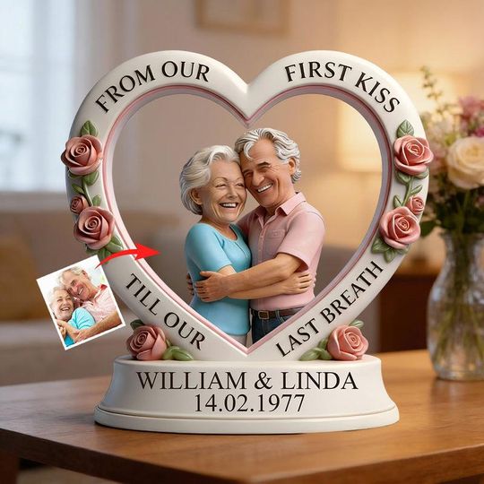 Discover From Our First Kiss Till Our Last Breath - Personalized Couple Custom Shaped Acrylic Plaque