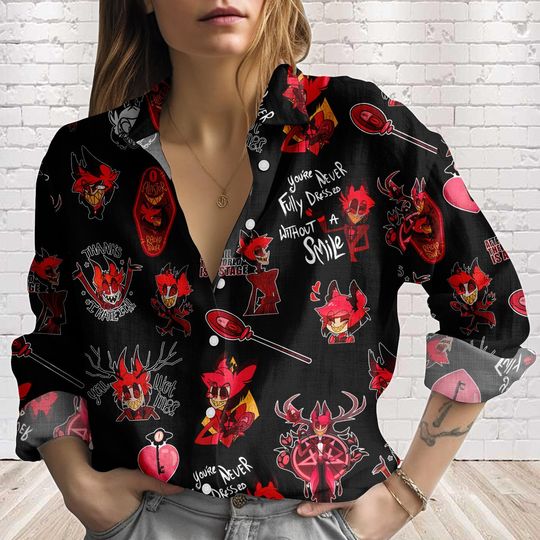Discover Hazbin Hotel Blouse Shirt, Habin Hotel Women Shirt, Alastor Dust Shirt, Gift For Her