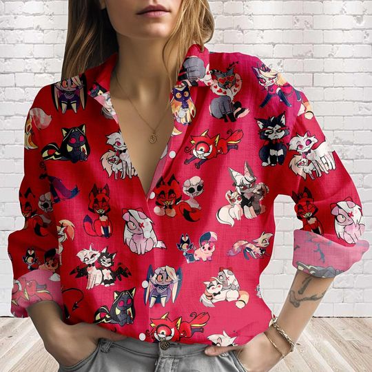 Discover Hazbin Hotel Blouse Shirt, Alastor Women Shirt, Alastor Hazbin Shirt For Her, Casual Shirt