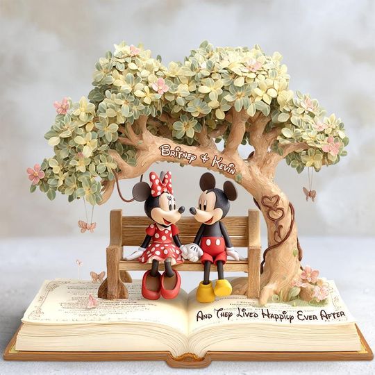 Personalized  Couple Acrylic Plaque, Custom Mouse Cartoon Couple, Bride and Groom Anniversary Gift