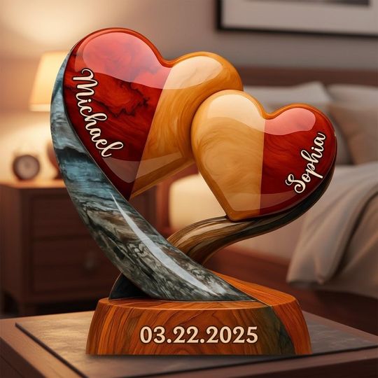 Discover Personalized Wedding Gift for Couple  Custom Heart Acrylic Plaque with Names & Date