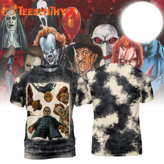 Discover Retro Halloween Horror Characters 3D T-Shirt