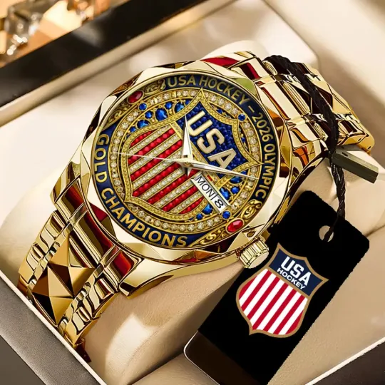Discover USA Men’s Hockey 2026 Winter Olympics Gold Medal Alloy Luxury Quartz Watch –