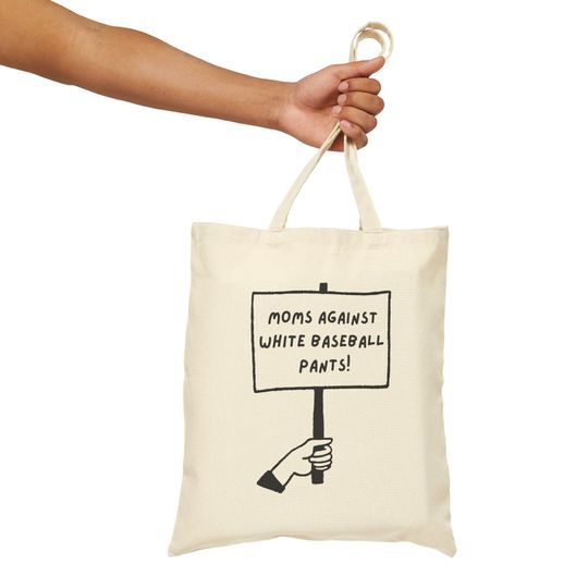 Discover Moms Against White Baseball Pants- Cotton Canvas Tote Bag